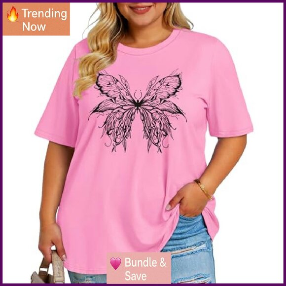 Plus Size Oversized Crewneck Tee Casual Blouse Short Sleeve Women's Top - Picture 5 of 8